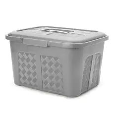 ENERGY PLUS - Cajonera Plástica Organizadora con Tapa - Cajas o Canastas 15L Gris
