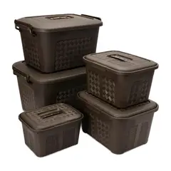 ENERGY PLUS - Set X5 Cajoneras Plásticas Organizadoras Diferentes Tamaños Café