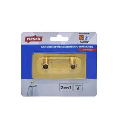FIXSER - Gancho Metalico Adhesivo Dorado Doble Uso