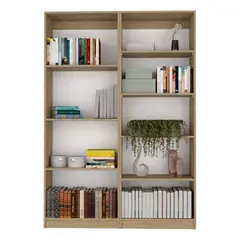 VIRTUAL MUEBLES - Combo Home 180x62x29cm Macadamia Dos Biblioteca