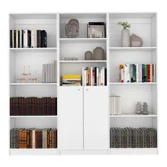 VIRTUAL MUEBLES - Combo Home 180x62x29cm Blanco Tres Bibliotecas