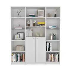 VIRTUAL MUEBLES - Combo Home 180x62x29cm Blanco Tres Bibliotecas