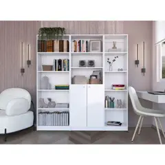 VIRTUAL MUEBLES - Combo Home Eco 180x62cm Blanco Tres Bibliotecas