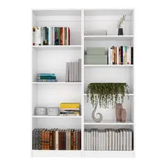 VIRTUAL MUEBLES - Combo Home 180x62x29cm Blanco Dos Bibliotecas