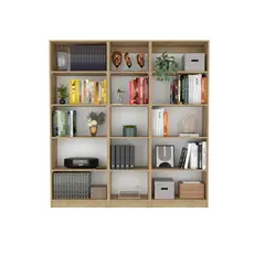 VIRTUAL MUEBLES - Combo Home 180x62cm Macadamia Tres Bibliotecas