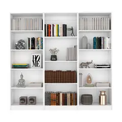 VIRTUAL MUEBLES - Combo Home 180x62x29cm Blanco Tres Bibliotecas