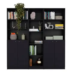 VIRTUAL MUEBLES - Combo Home 180x62x31cm Wengue Tres Bibliotecas