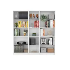 VIRTUAL MUEBLES - Combo Home 180x62x29cm Blanco Tres Bibliotecas
