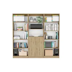 VIRTUAL MUEBLES - Combo Home Eco 180cm Macadamia Tres Bibliotecas