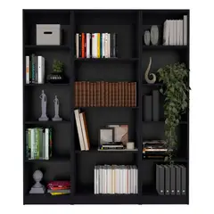 VIRTUAL MUEBLES - Combo Home 180x62x29cm Wengué Tres Bibliotecas
