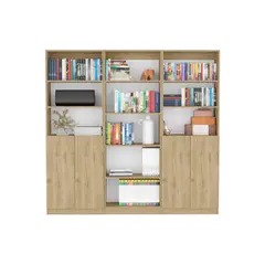 VIRTUAL MUEBLES - Combo Home 180x62cm Macadamia Tres Bibliotecas
