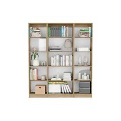 VIRTUAL MUEBLES - Combo Home 180x62cm Macadamia Tres Bibliotecas