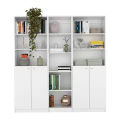 VIRTUAL MUEBLES - Combo Home 180x62x31cm Blanco Tres Bibliotecas