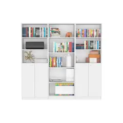 VIRTUAL MUEBLES - Combo Home 180x62x31cm Blanco Tres Bibliotecas