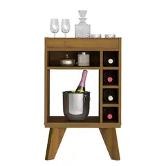 BERTOLINI - Mesa Bar 72x45cm en Mdp con 5 Compartimientos Pino