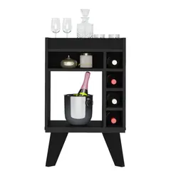 BERTOLINI - Mesa Bar 72X45Cm En Mdp con 5 Compartimientos Negro