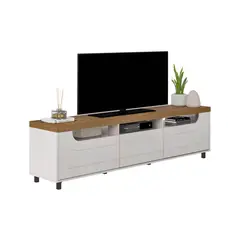BERTOLINI - Mueble Para Tv De 75 Pulgadas En Madera MPD 200 Cm Estilo Moderno Pino Con Blanco