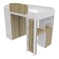 MADERKIT - Camarote Multifuncional Leka Sencillo 174.1X194.6X114cm Duna Blanco