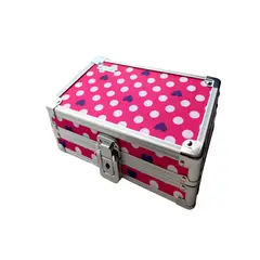VAULTZ - Caja De Seguridad Multiuso Con Cerradura De Llave Puntos Color Fucsia 6 cm X 14 cm X 4.36 pulgadas