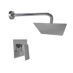 INKORPORAR - Grifería Ducha Monocontrol Ciret Cuadrada Cr+Brazo Muro Red+Regadera 20x20 Acero Inox Consumo 7.5 l/min