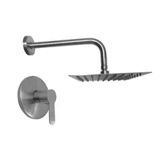 INKORPORAR - Grifería Ducha Monocontrol Acero Inoxidable+Brazo Muro Red+Regadera Red 25 Cms Acero Inox Consumo 16.8 l/min