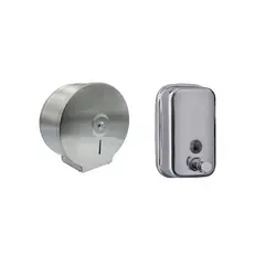 INKORPORAR - Set X2 Dispensadores Institucionales Papel Higienico+Jabon 800 Ml Acero Inoxidable