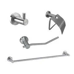 INKORPORAR - Set X 4 Accesorios baño percha+portarrollo+toalleros Acero Inoxidable