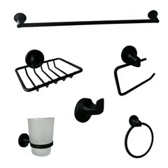 GENERICO - Accesorios baño X 6 Belg-MO Negro Metalico