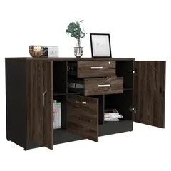RTA DESIGN - Gabinete Home Office 2 Cajones 3 Puerta Rta Wengue Milan