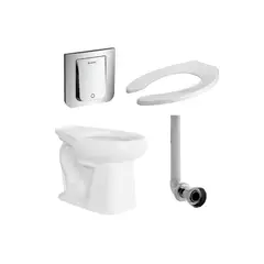 CORONA - Combo Institucional Taza Adriática Plus Entrada Posterior Alongada a Piso con Fluxómetro Manual Botón Push y Asiento Forte