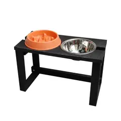 GENERICO - Comedero Para Perro Mixto Antireflujo Talla Xl 49x32x24 Plato Naranja