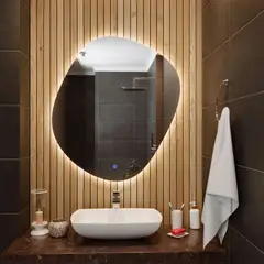 FAYENZA - Espejo Decorativo Acrab 90X80Cmx4Mm Con Luz Led Cálida Profesional Encendido Touch Dimerizable