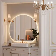 FAYENZA - Espejo Decorativo Hadar Con Luz Led Cálida Profesional Encendido Touch Dimerizable 90X80Cmx4Mm