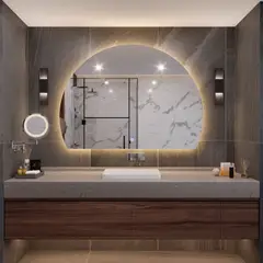 FAYENZA - Espejo Decorativo Lunae Con Luz Led Cálida Profesional Encendido Touch Dimerizable 110Cmx80Cmx4Mm