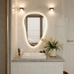 FAYENZA - Espejo Decorativo Vir Con Luz Led Cálida Profesional Encendido Touch Dimerizable 90X60Cmx4Mm