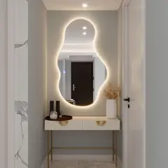 FAYENZA - Espejo Decorativo Shape Con Luz Led Cálida Profesional Encendido Touch Dimerizable 140X80Cmx4Mm