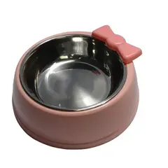 COLMASCOTAS - Comedero Para Perro Importado Deluxe Moño Pequeño Rosado