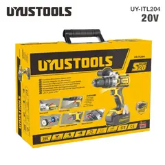 UYUSTOOLS - Taladro Percutor Inalámbrico + Accesorios con Maletín 4.0 Ah