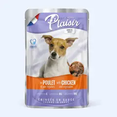 PLAISIR - Alimento húmedo para perro adutlo trozos de pollo 100gr
