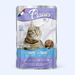 PLAISIR - Comida Húmeda Para Gato Plasir Trozos De Trucha Y Camarón 100gr