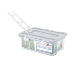 RIMAX - Caja Plastica con Ruedas 80 Litros Natural Gris