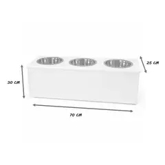 MADELAU - Comedero Para Perro Drawer L Pino-Platos Metalicos Blanco