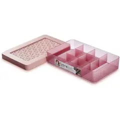undefined - Caja Mediana Hanna con Divisiones para Joyas Rosada con Tapa
