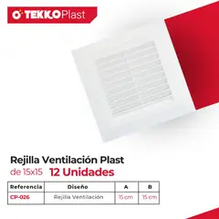 TEKKO PLAST - Set Rejilla de Ventilación 15x15 (12 Unidades)