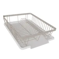 JUST HOME COLLECTION - Escurridor con Portavasos y Cubiertero Almendra