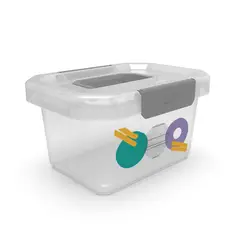 ESTRA - Caja Organizadora con Manija 15x20x28 cm 4 Litros Natural Gris