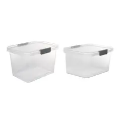 ESTRA - Set X2 Cajas Organizadoras 16 Litros y 20 Litros Natural-gris