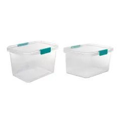 ESTRA - Set de 2 Cajas Organizadoras 16 Litros y 20 Litros Natural/Azul