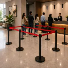 GENERICO - Separador de Fila Negro Con Cinta Roja de 2 Metros