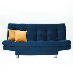 E MADERA - Sofá Cama 3 Puestos Grace Azul + Cojines 40X180X55 Cm